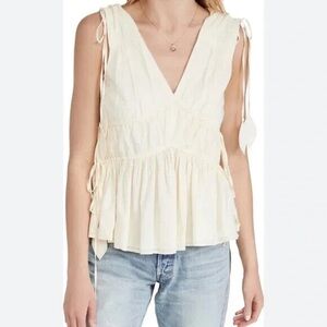 TORY BURCH - White Cotton Sleeveless Peplum Top size 6